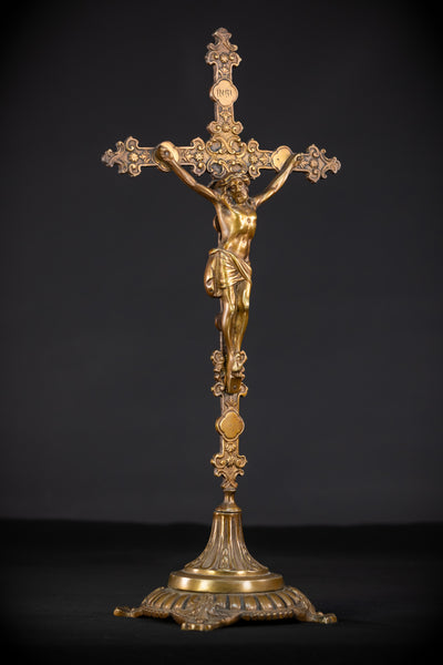 Bronze Altar Crucifix | 1800s Antique | 19.1" / 48.5 cm 
