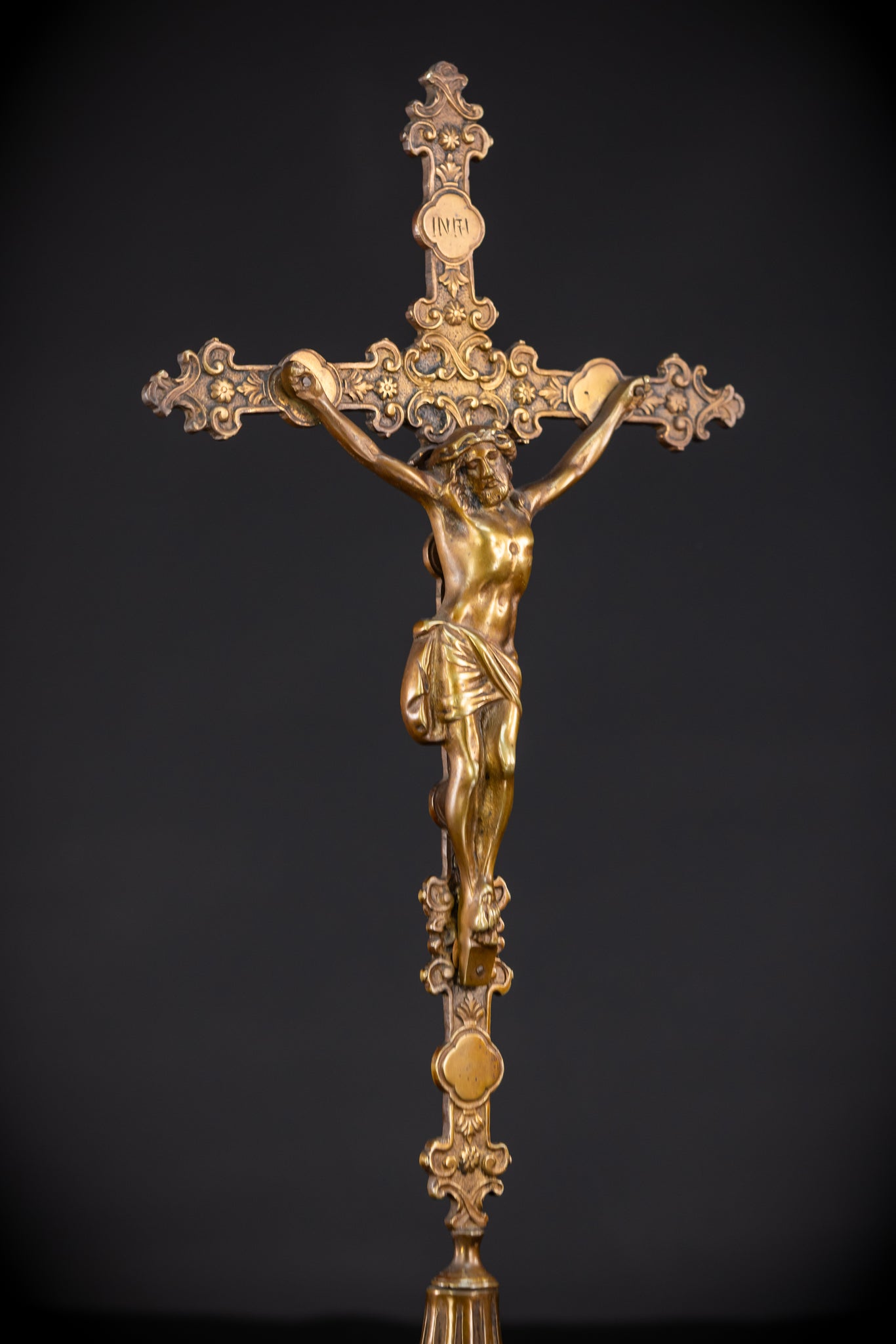 Bronze Altar Crucifix | 1800s Antique | 19.1" / 48.5 cm