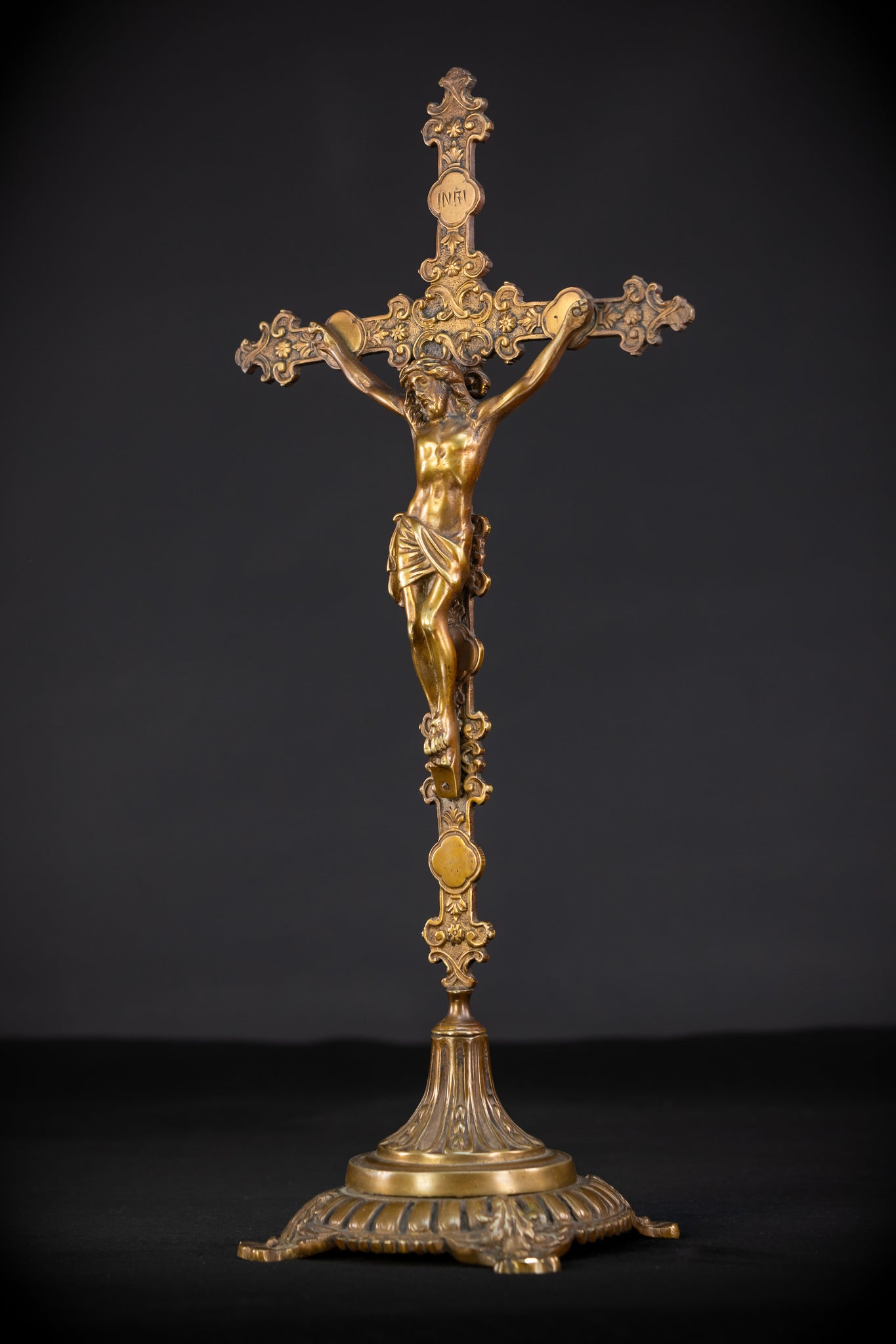 Bronze Altar Crucifix | 1800s Antique | 19.1" / 48.5 cm