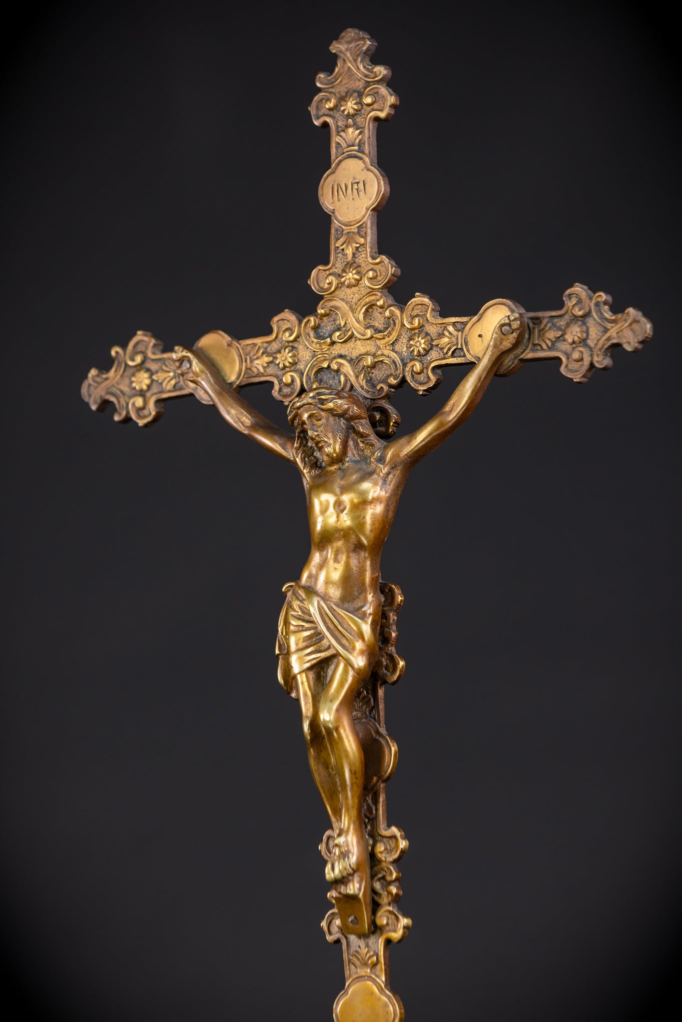 Bronze Altar Crucifix | 1800s Antique | 19.1" / 48.5 cm