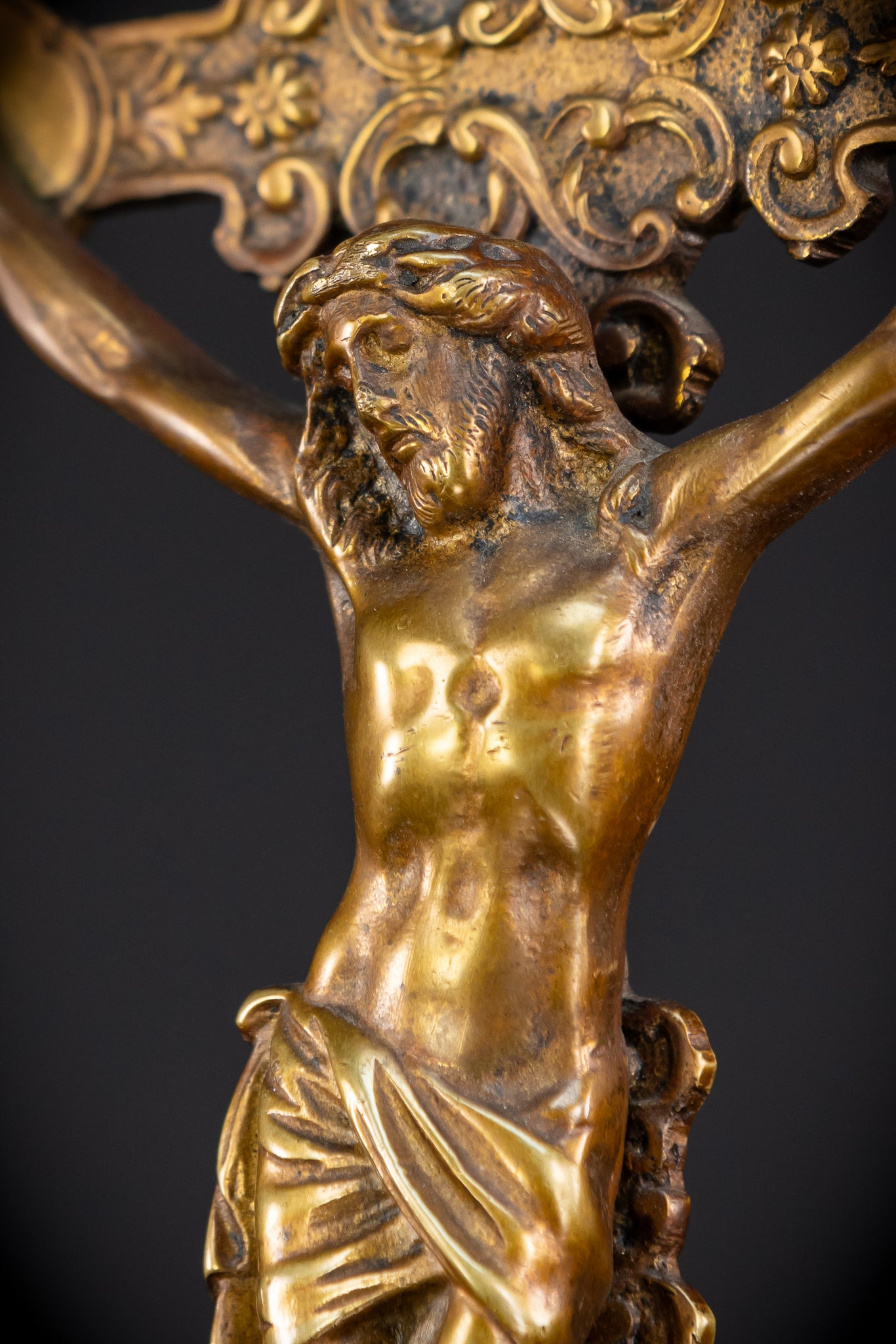 Bronze Altar Crucifix | 1800s Antique | 19.1" / 48.5 cm