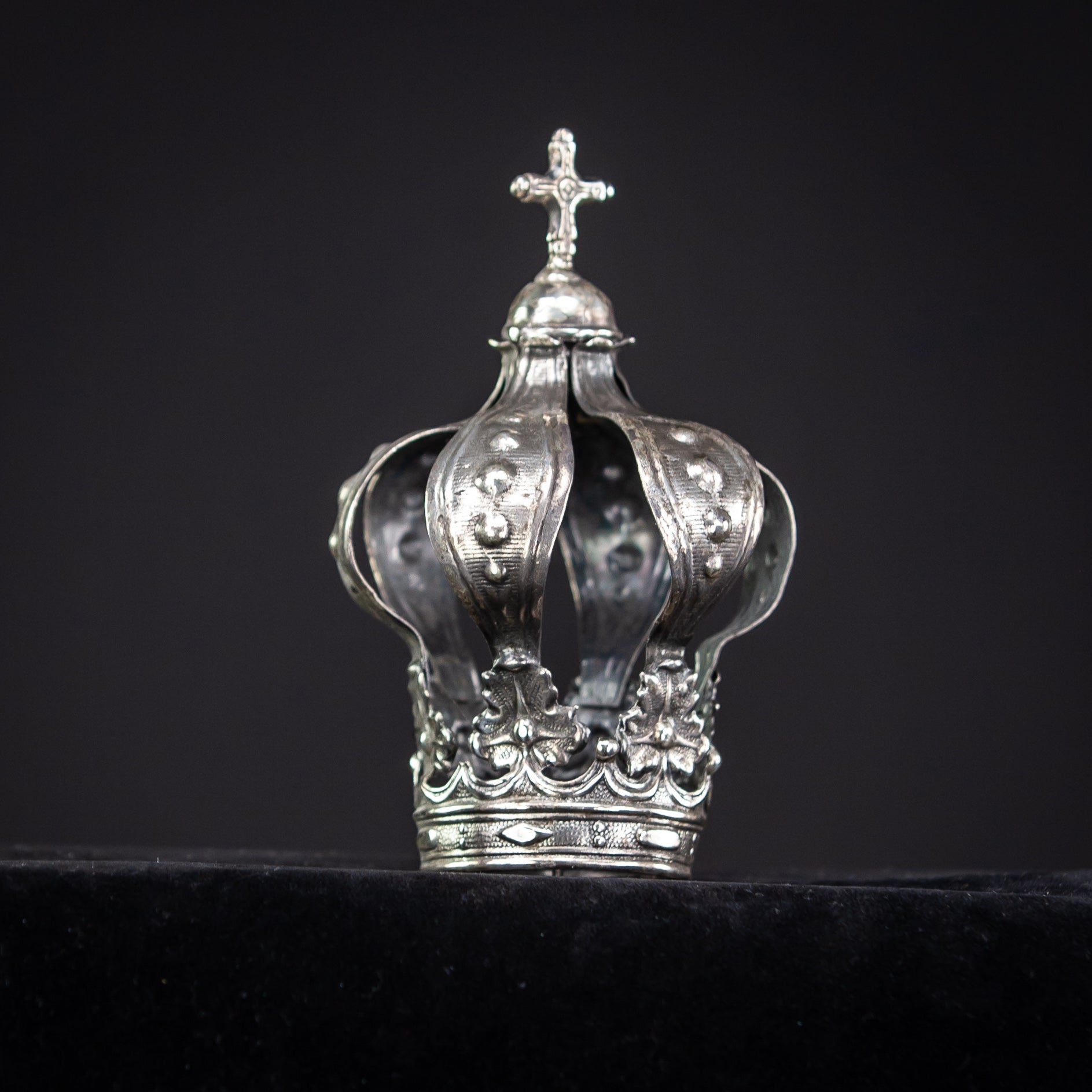 Crown Solid Silver 1700s / 1800s Italian Madonna Santo 5”