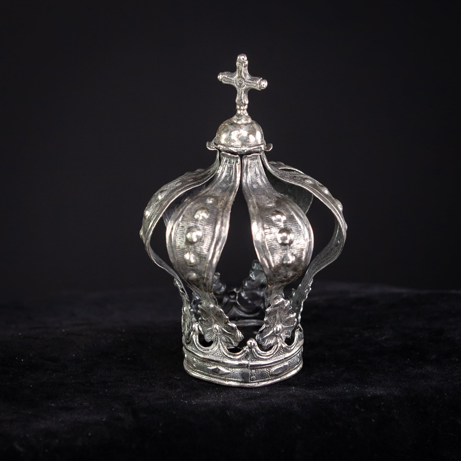 Crown Solid Silver 1700s / 1800s Italian Madonna Santo 5”
