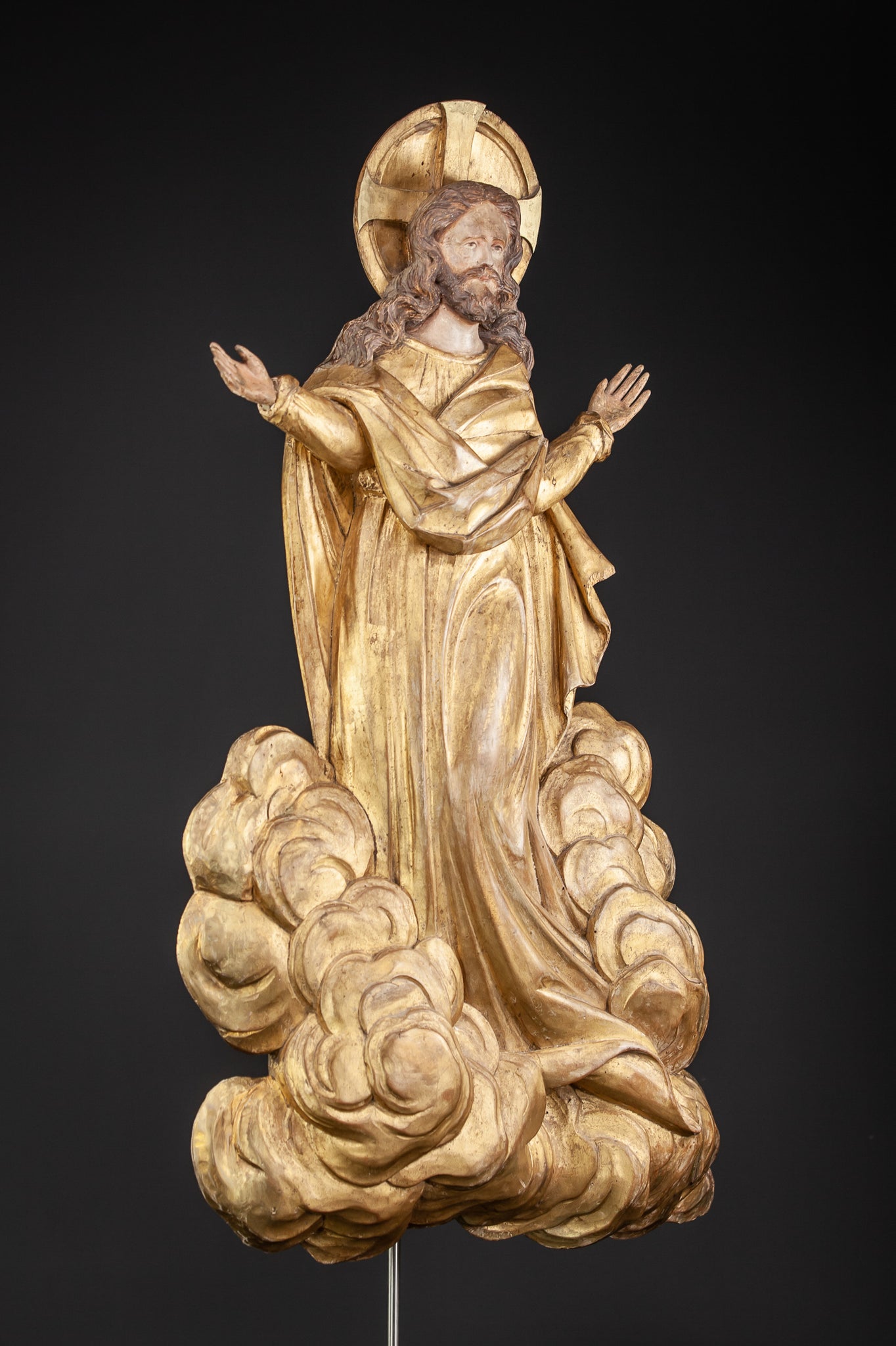 Ascension of Jesus Wood Carving 1700s Resurrection Statue 27.2"